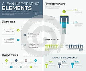 Green and blue infographic data visualization elements