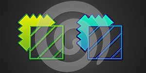 Green and blue Layers clothing textile icon isolated on black background. Element of fabric features. Vector