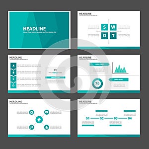 Green blue polygon infographic element and icon presentation templates flat design set for brochure flyer leaflet website