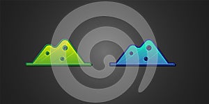 Green and blue Salt icon isolated on black background. Vector