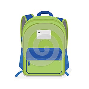 Green and Blue school Bag on white background