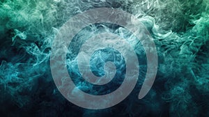 Green and Blue Smoke Cloud on Black - Abstract Horror Backdrop with Mysterious Texture for Design and Spooky Themes