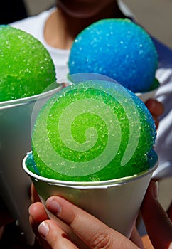 Green and blue sno-cones