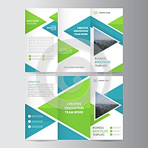 Green blue triangle trifold business Leaflet Brochure Flyer temp