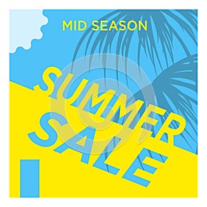 Green blue tropical summer sale banner template design. Big sale special offer. Special offer banner for poster, flyer, brochure,