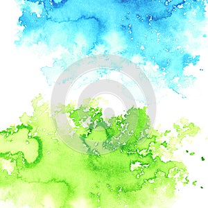 Green and blue watery spreading illustration.Abstract landscape.