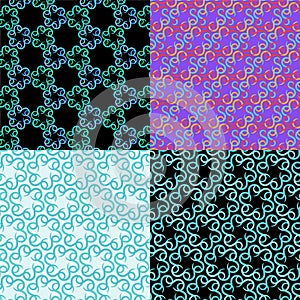Green, blue, yellow and red floral geometric patterns