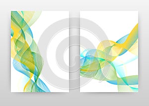 Green blue yellow waving lines texture design for annual report, brochure, flyer, poster. Waving lines textured background vector