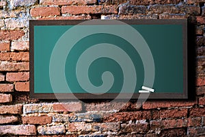 Green board on old wall