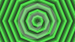 Green bold circles simple flat geometric on dark grey black background loop. Rounds octagonal radio waves endless creative