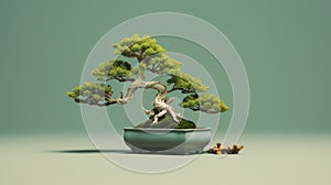 Green Bonsai Tree: Meticulous Photorealistic Still Life Art