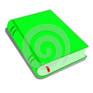 Green Book Isolated On White/ Illustration of a cartoon blank green covered book isolated on white background