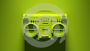 Green Boombox Post-Punk Stereo with Green Background