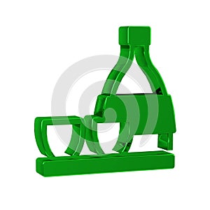 Green Bottle of sake, small cup of sake icon isolated on transparent background.