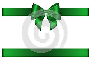 Green bow and ribbon for Christmas and birthday decorations