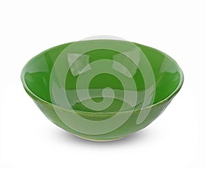 Green bowl isolated on white background