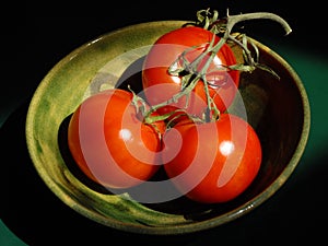 Green Bowl of Ripe Fresh Tomatoes