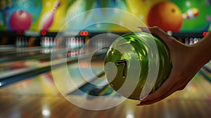 The green bowling ball. AI generated