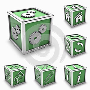 Green box icon set