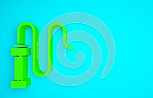 Green Braided leather whip icon isolated on blue background. Minimalism concept. 3d illustration 3D render