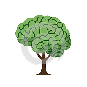 Green Brain Tree Illustration