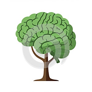 Green Brain Tree Illustration