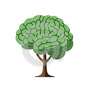 Green Brain Tree Illustration