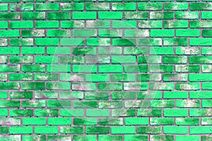 Green brick wall. Background of modern design