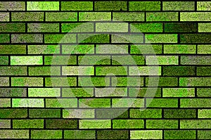 Green bricks wall background texture