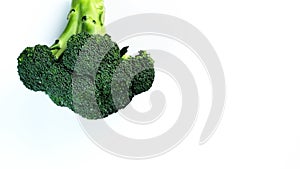 Green broccoli closeup rotate. Nobody spinning and rotating isolated on white background suspended in the air. fresh