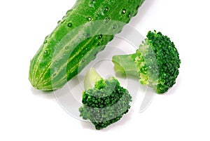 Green broccoli and cucumber