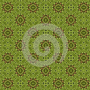 Green, brown and golden yellow mosaic geometric pattern Textured pattern. Light and dark colors, saturated hues.