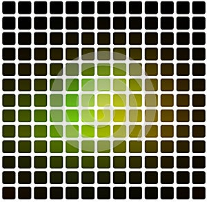 Green brown yellow black rounded mosaic background over white