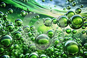 Green Bubbles Underwater Close-Up