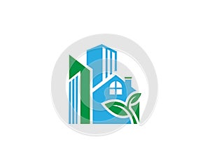 Green Building House Logo Design