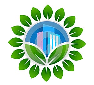 Green Building Logo eco environment Vector Design Template.