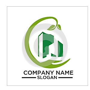 Green Building, real estateh, home and Construction Logo and Vector Design