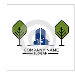 Green Building, real estateh, home and Construction Logo and Vector Design