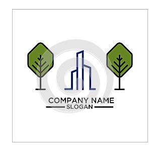 Green Building, real estateh, home and Construction Logo and Vector Design