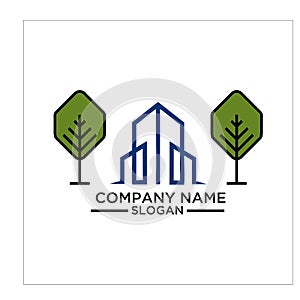 Green Building, real estateh, home and Construction Logo and Vector Design