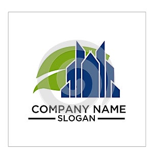 Green Building, real estateh, home and Construction Logo and Vector Design