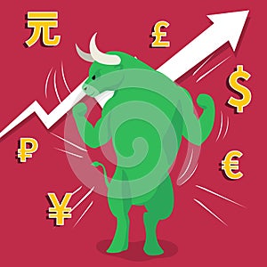 Green bull market presents uptrend stock market concept photo