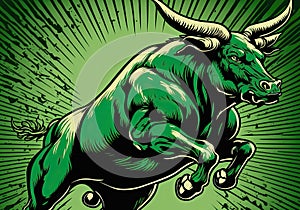 Green Bull for Stock trading profit concept Generative AI