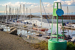 Green Buoy in a marina Saint-Jean-Port-Joli, Quebec