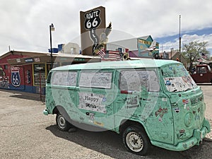 Green bus at Route66