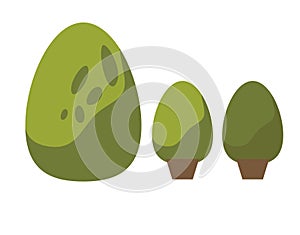 Green bush vector set. Isolated