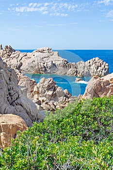 Green bushes and rocks in Costa Paradiso