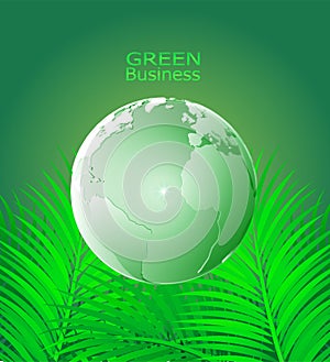 Green Business Background Vector Green Palm Background