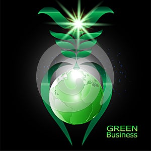 Green Business Background Vector green ribbon bright star background