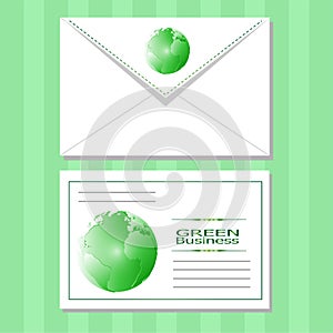 Green Business Background Vector green world envelope